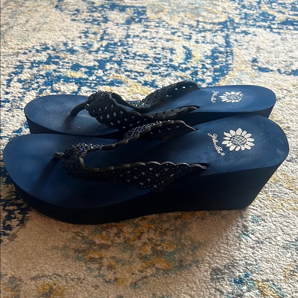 Stylish Yellow Box Wedge Sandals